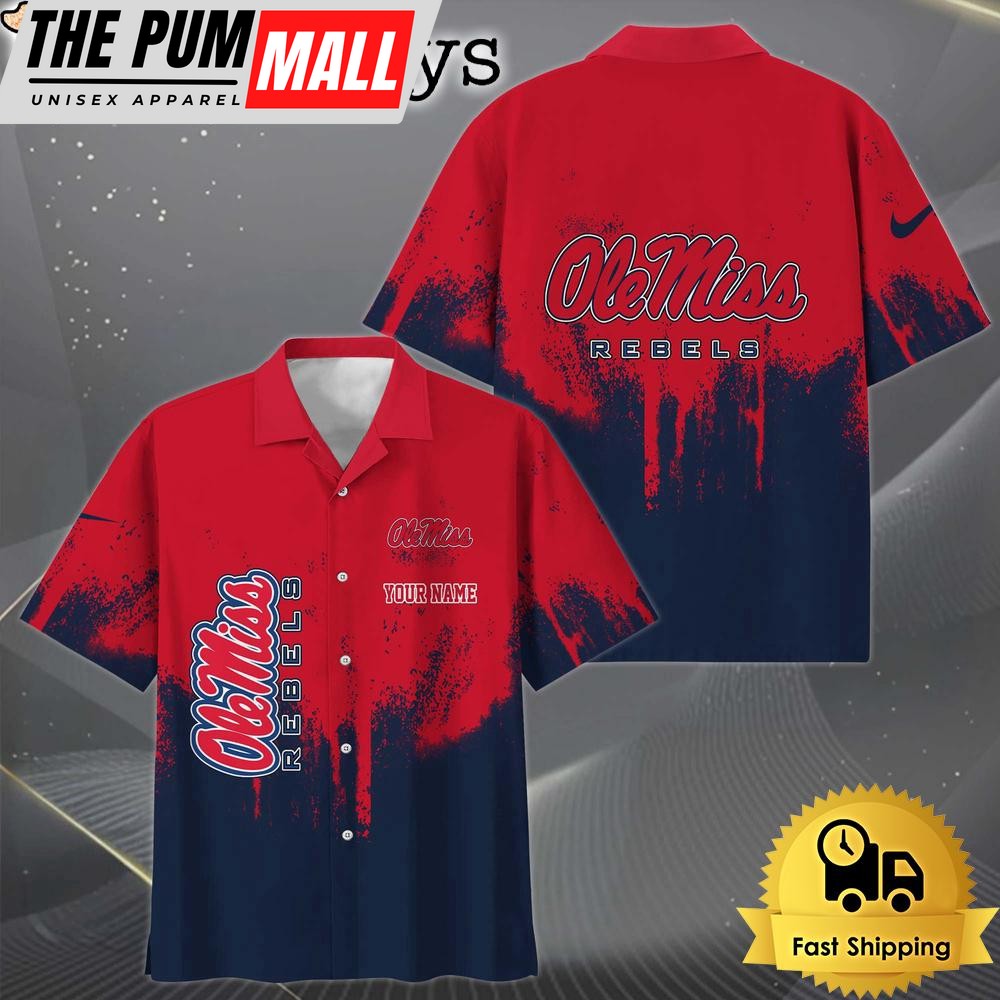 NCAA Ole Miss Rebels Paint Splatter Custom Hawaiian Shirt