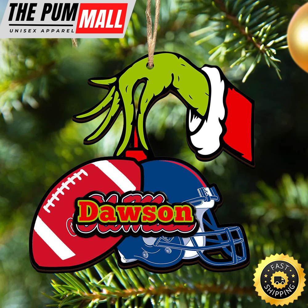 NCAA Ole Miss Rebels Personalized Your Name Grinch And Football Ornament Limited Edition
