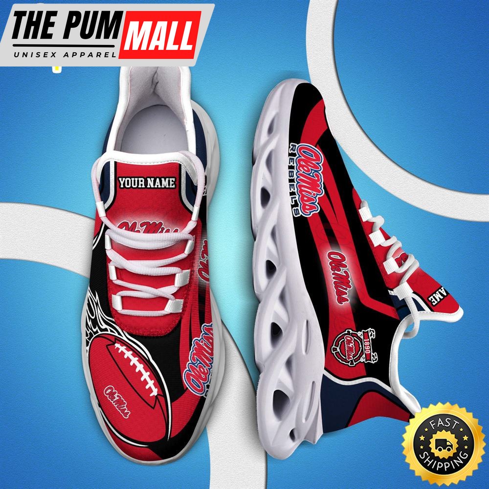 NCAA Ole Miss Rebels White C Sneakers Personalized Your Name