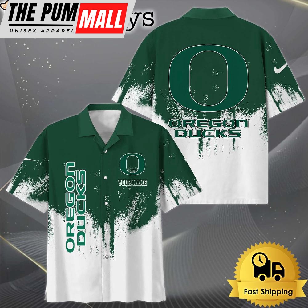 NCAA Oregon Ducks Custom Paint Splatter Logo Hawaiian Shirt