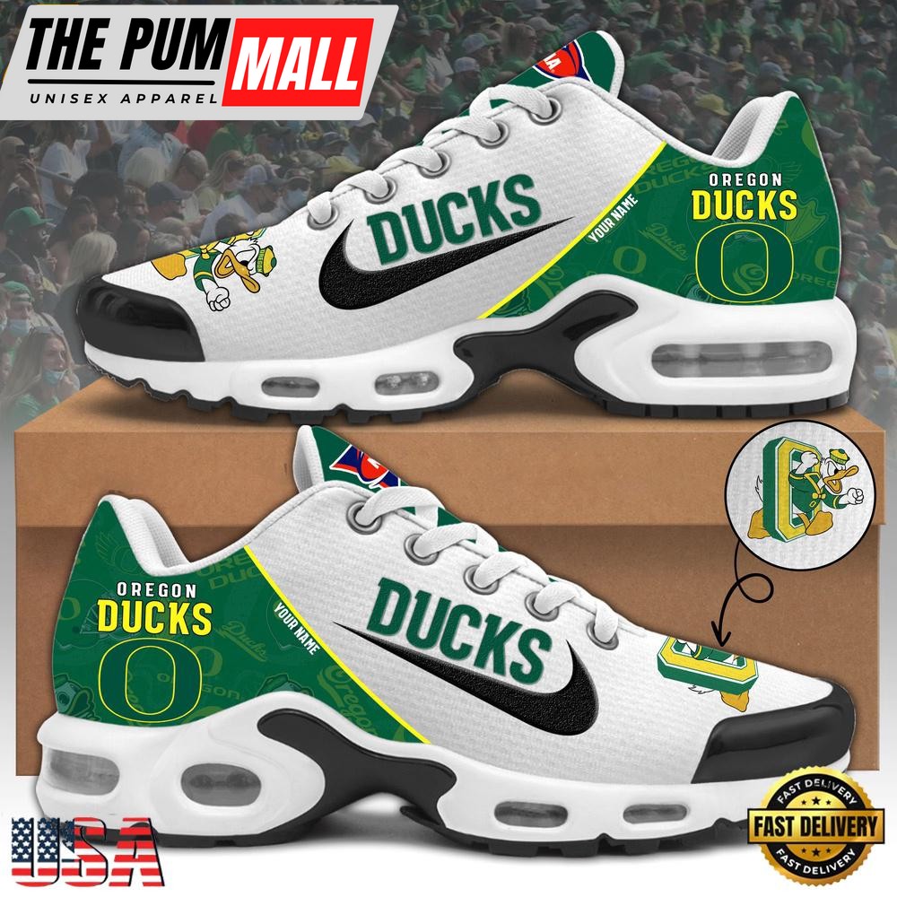 NCAA Oregon Ducks Football Mascot Symbol Custom Name New Design Air Max Plus Shoes