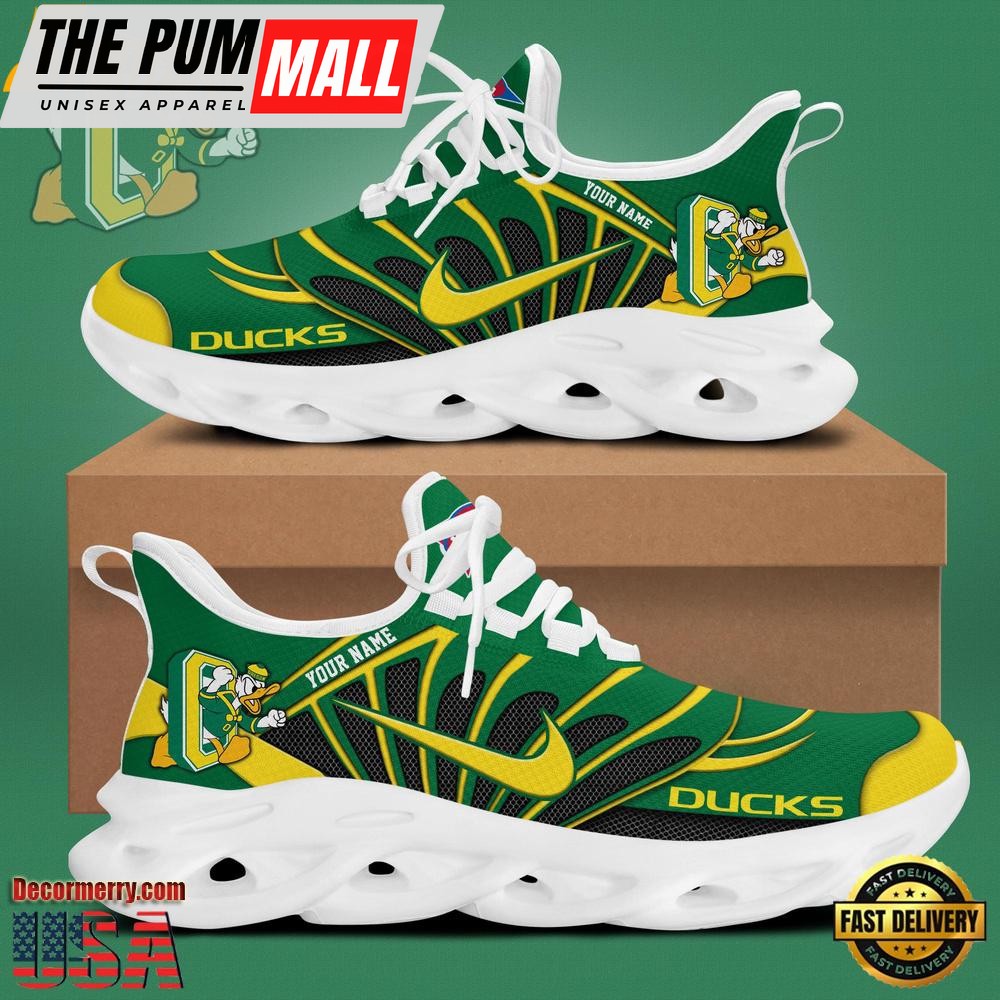 NCAA Oregon Ducks Mascot Logo Custom Name Design Max Soul Shoes