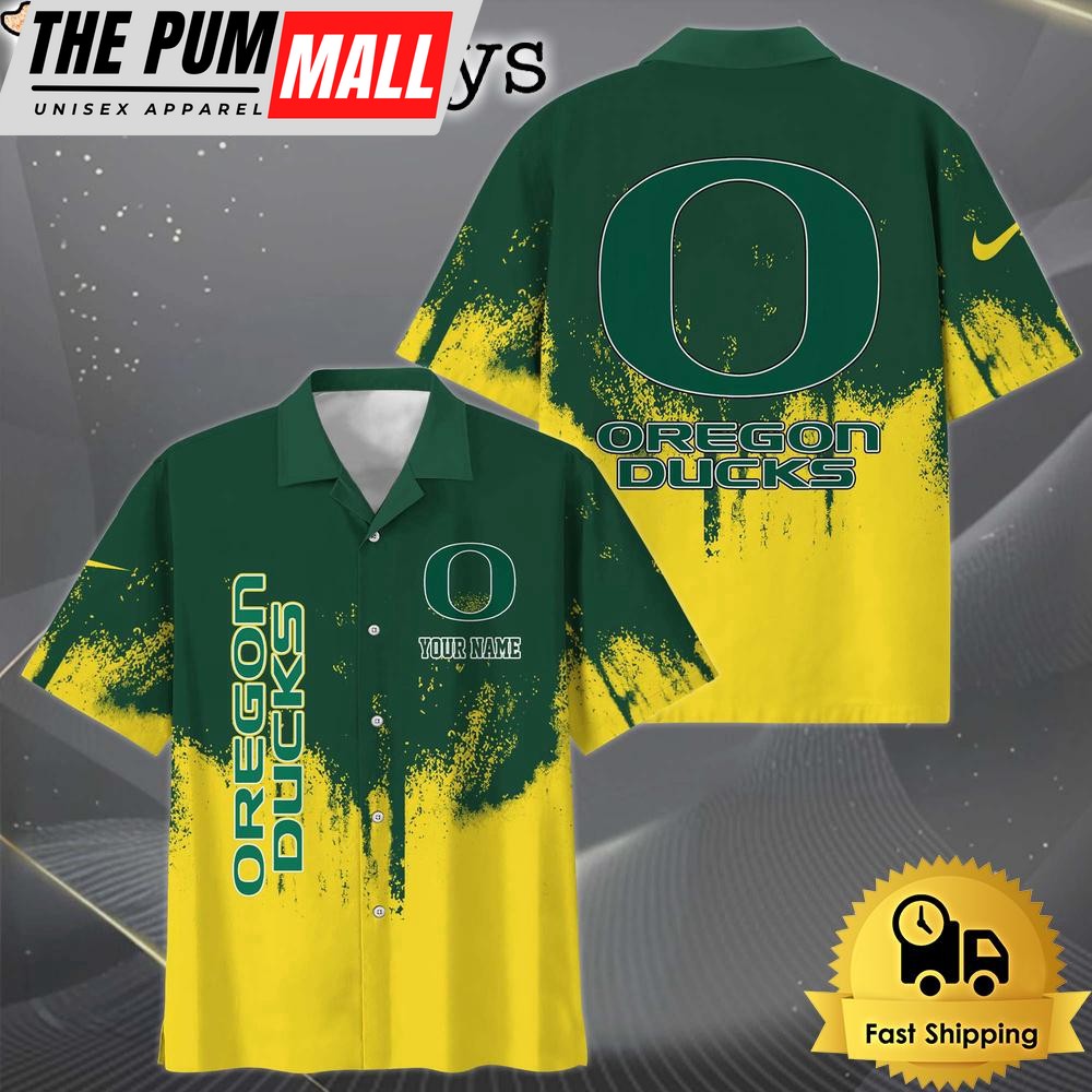 NCAA Oregon Ducks Paint Splatter Custom Hawaiian Shirt
