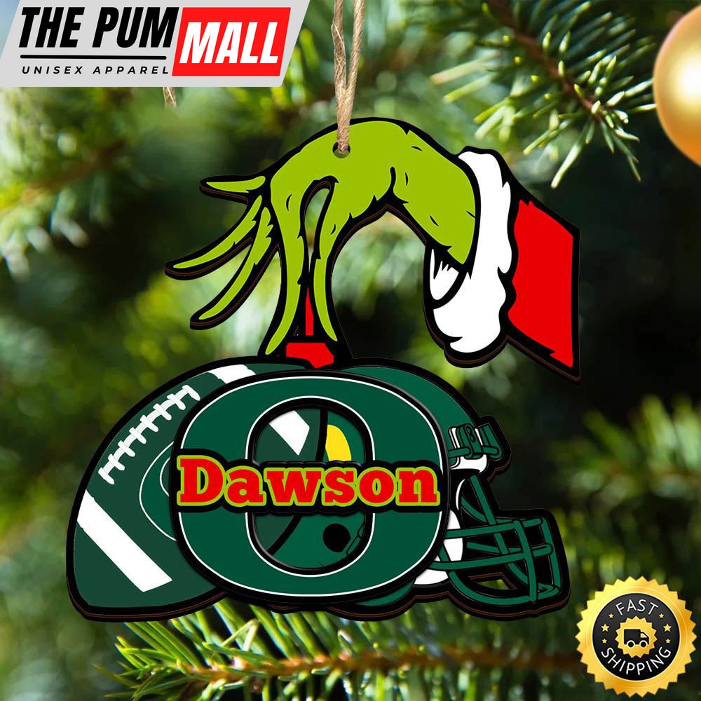 NCAA Oregon Ducks Personalized Your Name Grinch And Football Ornament Limited Edition