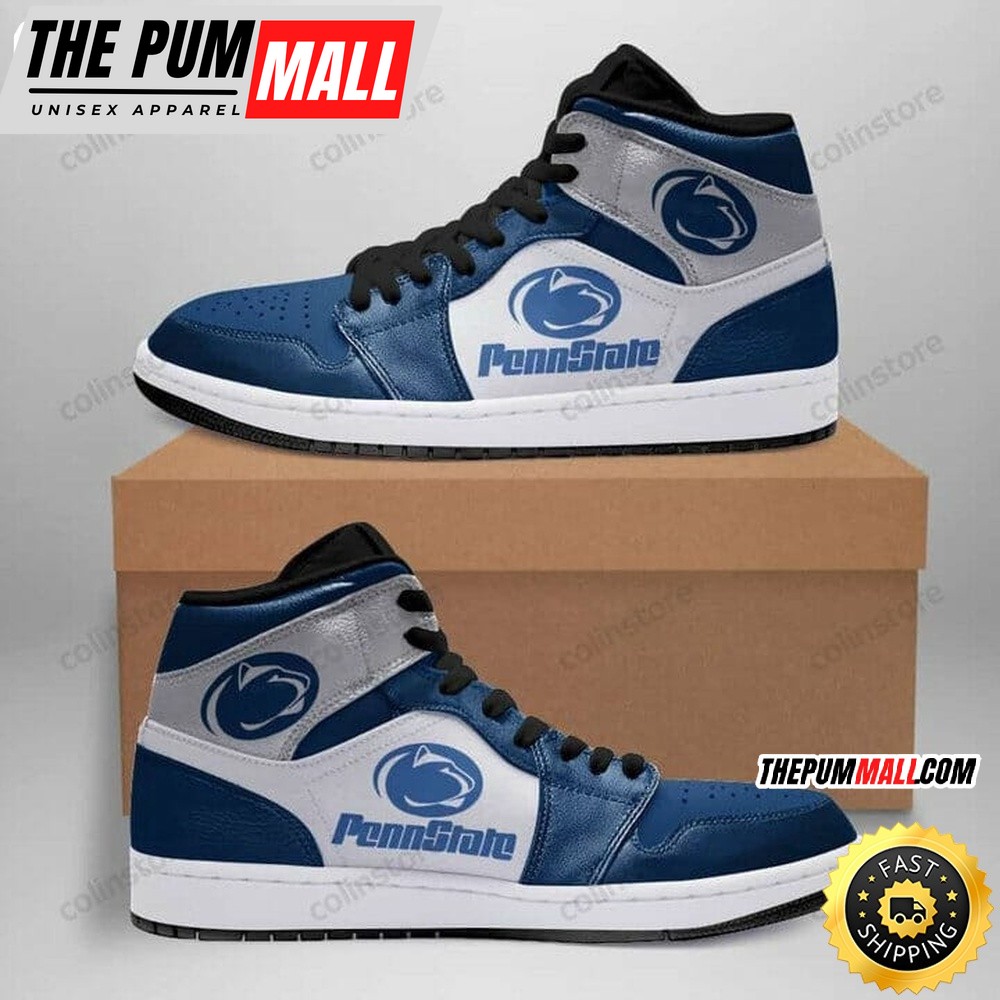 NCAA Penn State Nittany Lions Blue White Air Jd 1 High Sneakers Legendary Air Jd Footwear