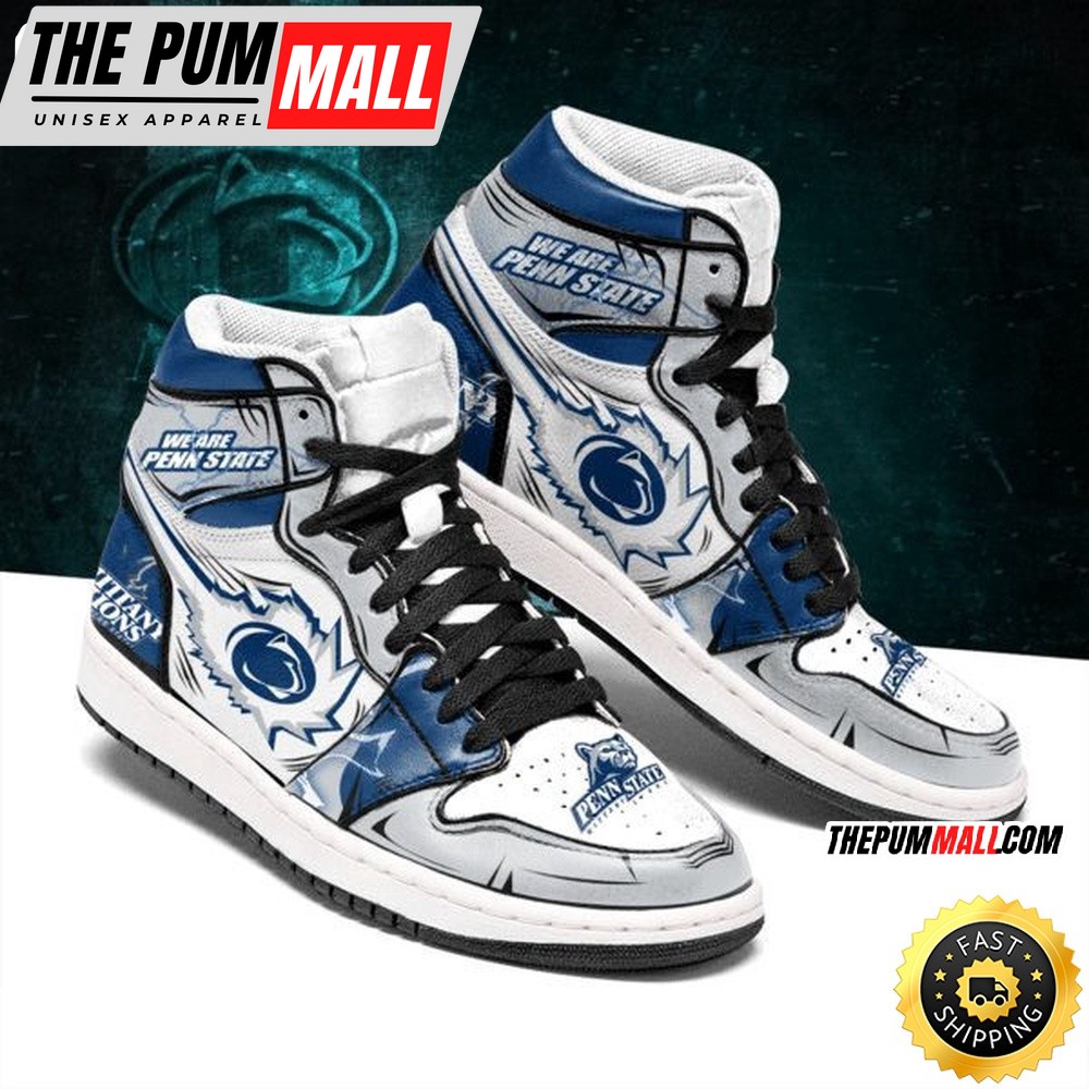 NCAA Penn State Nittany Lions Grey Blue Air Jd 1 High Sneakers