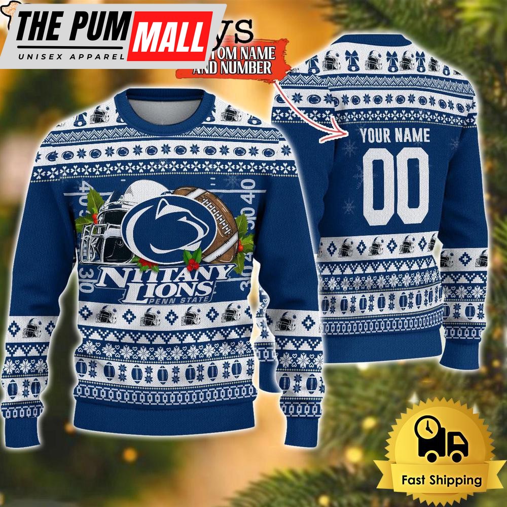NCAA Penn State Nittany Lions Logo Football Ugly Christmas Sweater