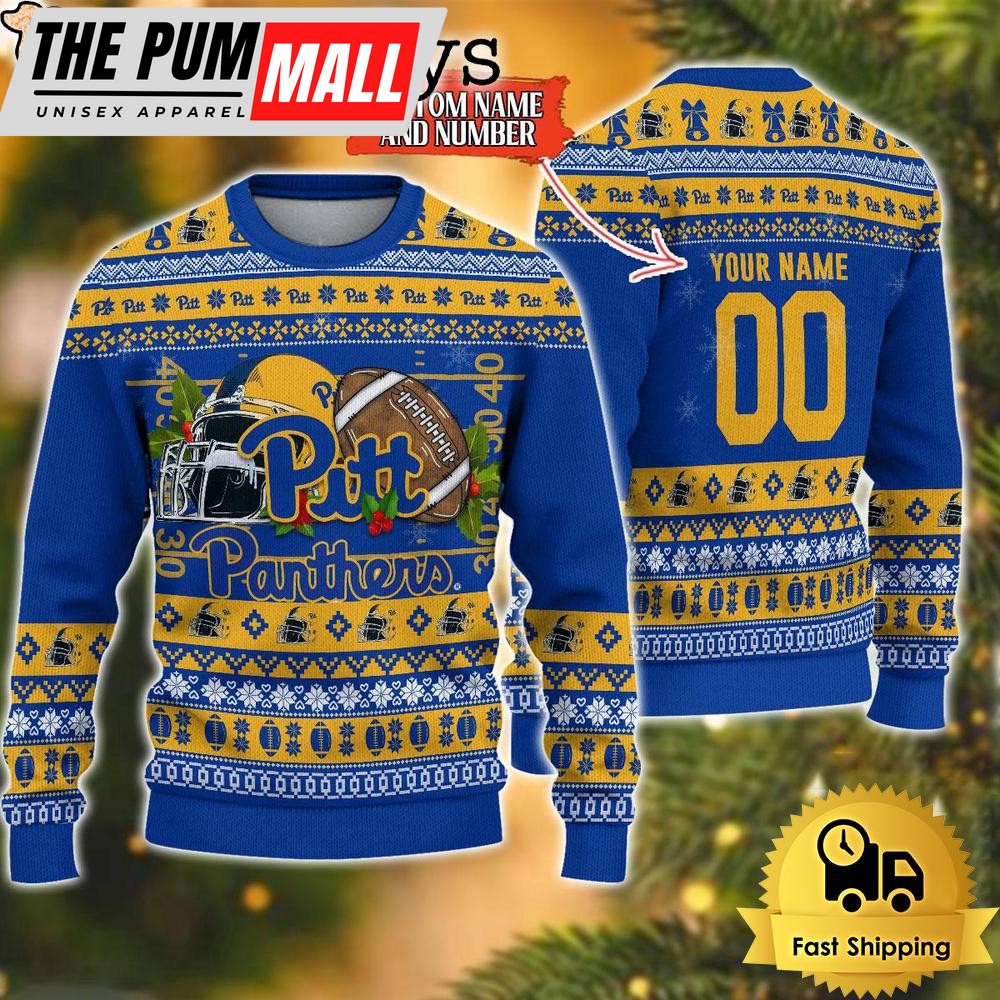 NCAA Pittsburgh Panthers Logo Football Ugly Christmas Sweater