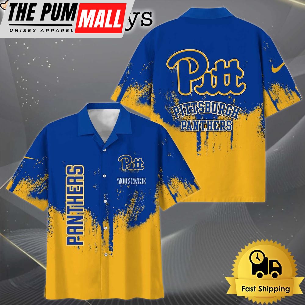 NCAA Pittsburgh Panthers Paint Splatter Custom Hawaiian Shirt