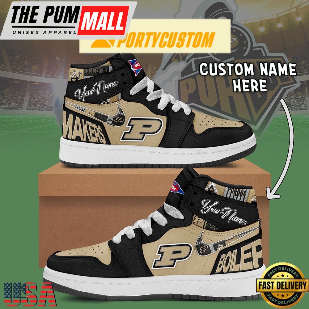 NCAA Purdue Boilermakers Custom Name Air Jd 1 Shoes Running Sneakers For Men Women