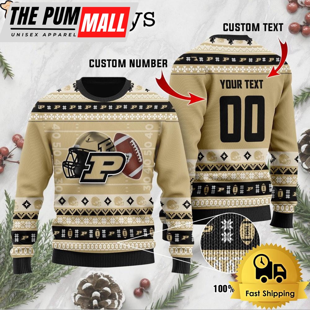 NCAA Purdue Boilermakers Football Helmet Custom Ugly Christmas Sweater