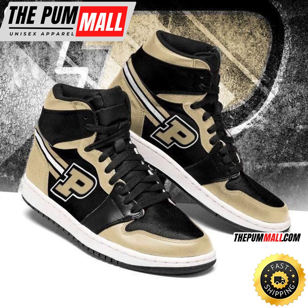 NCAA Purdue Boilermakers Gold Black Air Jd 1 High Sneakers