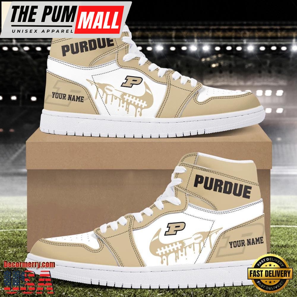 NCAA Purdue Boilermakers Grunge Style Custom Air Jd 1 Shoes , Running Sneakers Shoes