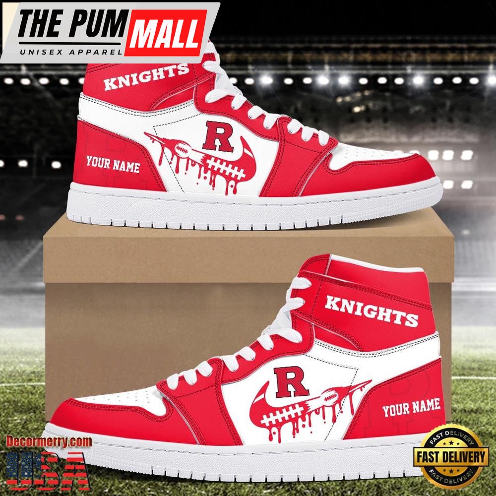 NCAA Rutgers Scarlet Knights Grunge Style Custom Air Jd 1 Shoes , Running Sneakers Shoes