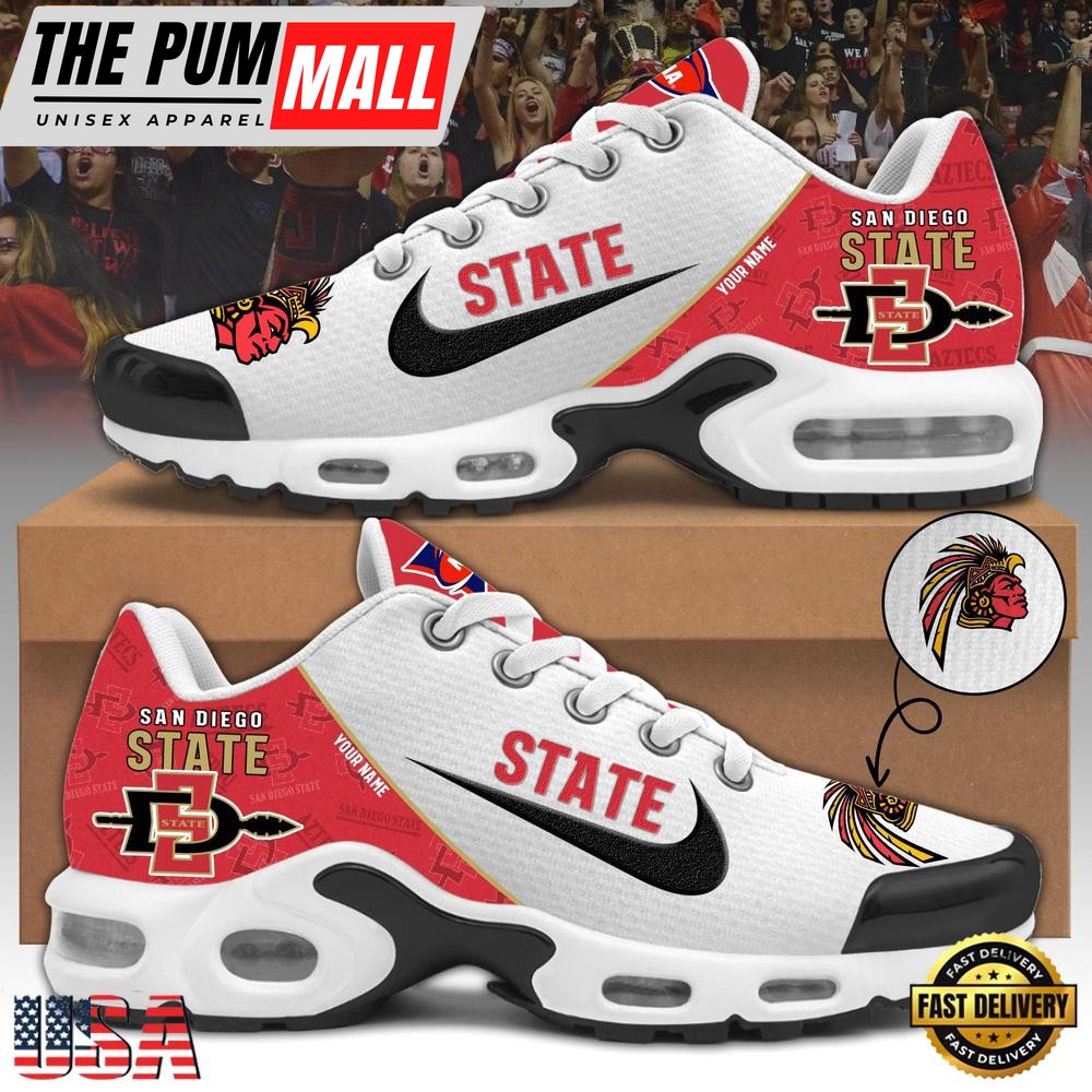 NCAA San Diego State Athletics Football Mascot Symbol Custom Name New Design Air Max Plus Shoes