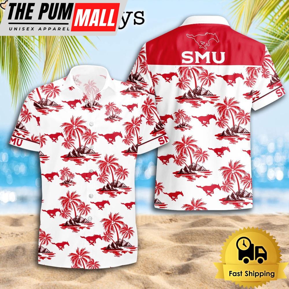 NCAA SMU Mustangs Coconut Island Logo Hawaiian Shirts