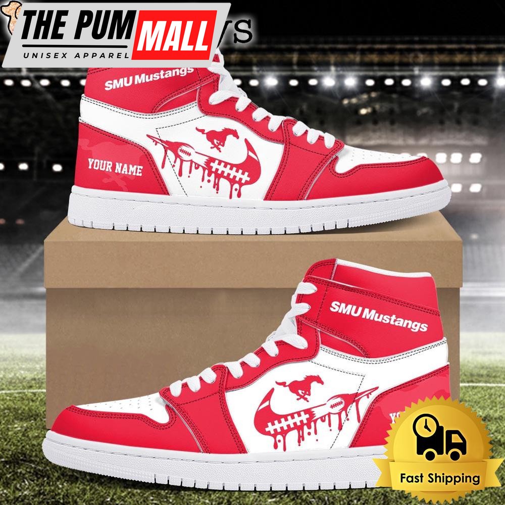 NCAA SMU Mustangs Grunge Style Custom Air Jd 1 Shoes