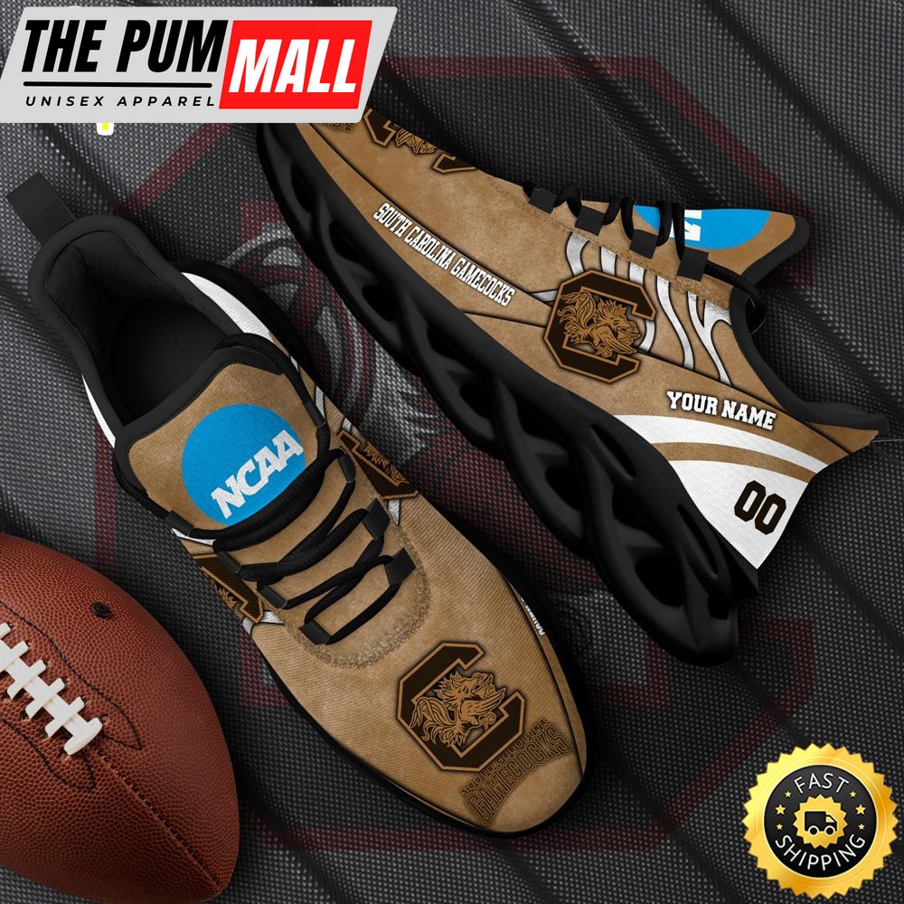 NCAA South Carolina Gamecocks Black Max Soul Shoes, White Max Soul Shoes Custom Your Name And Number