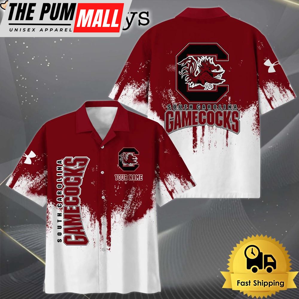 NCAA South Carolina Gamecocks Custom Paint Splatter Logo Hawaiian Shirt