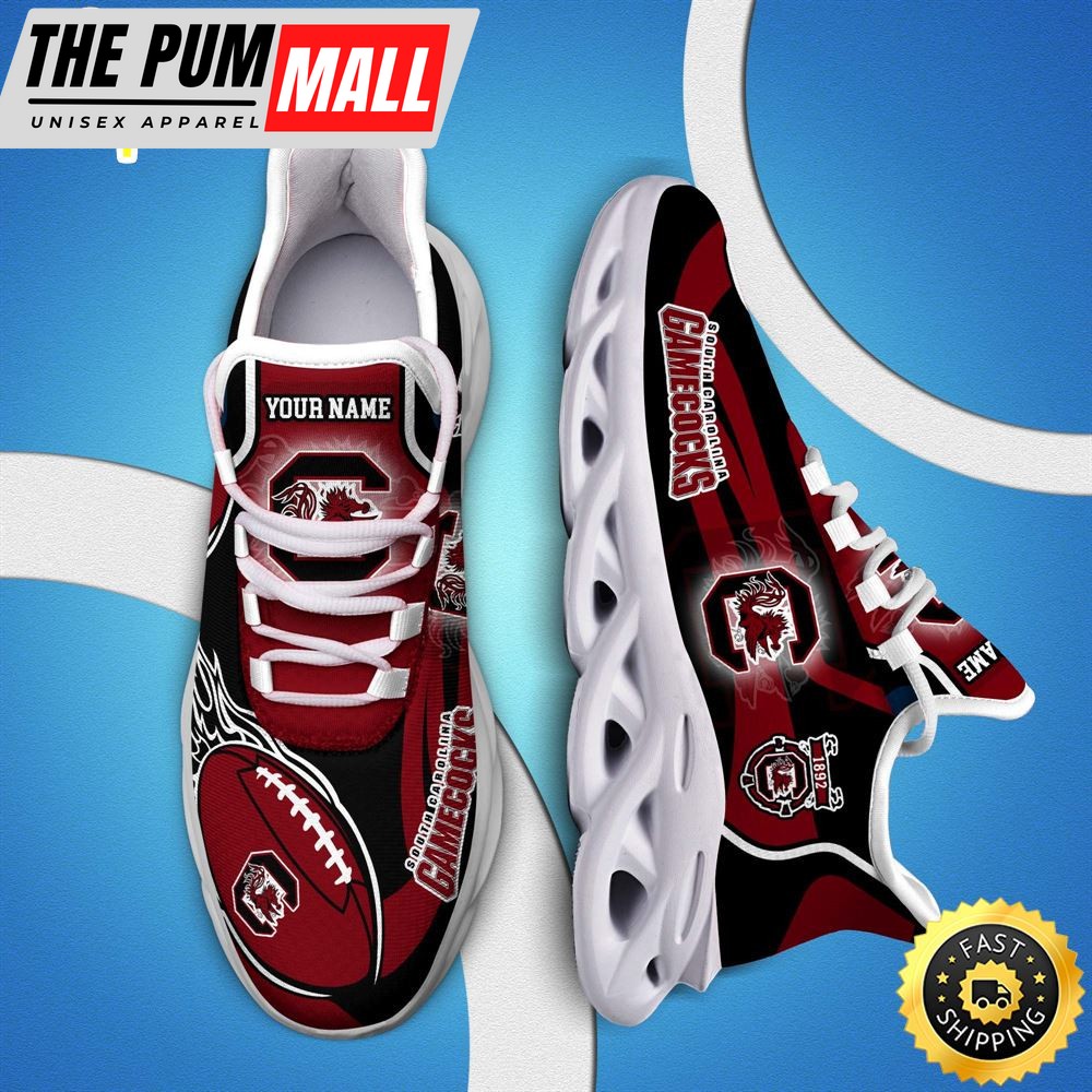 NCAA South Carolina Gamecocks White C Sneakers Personalized Your Name