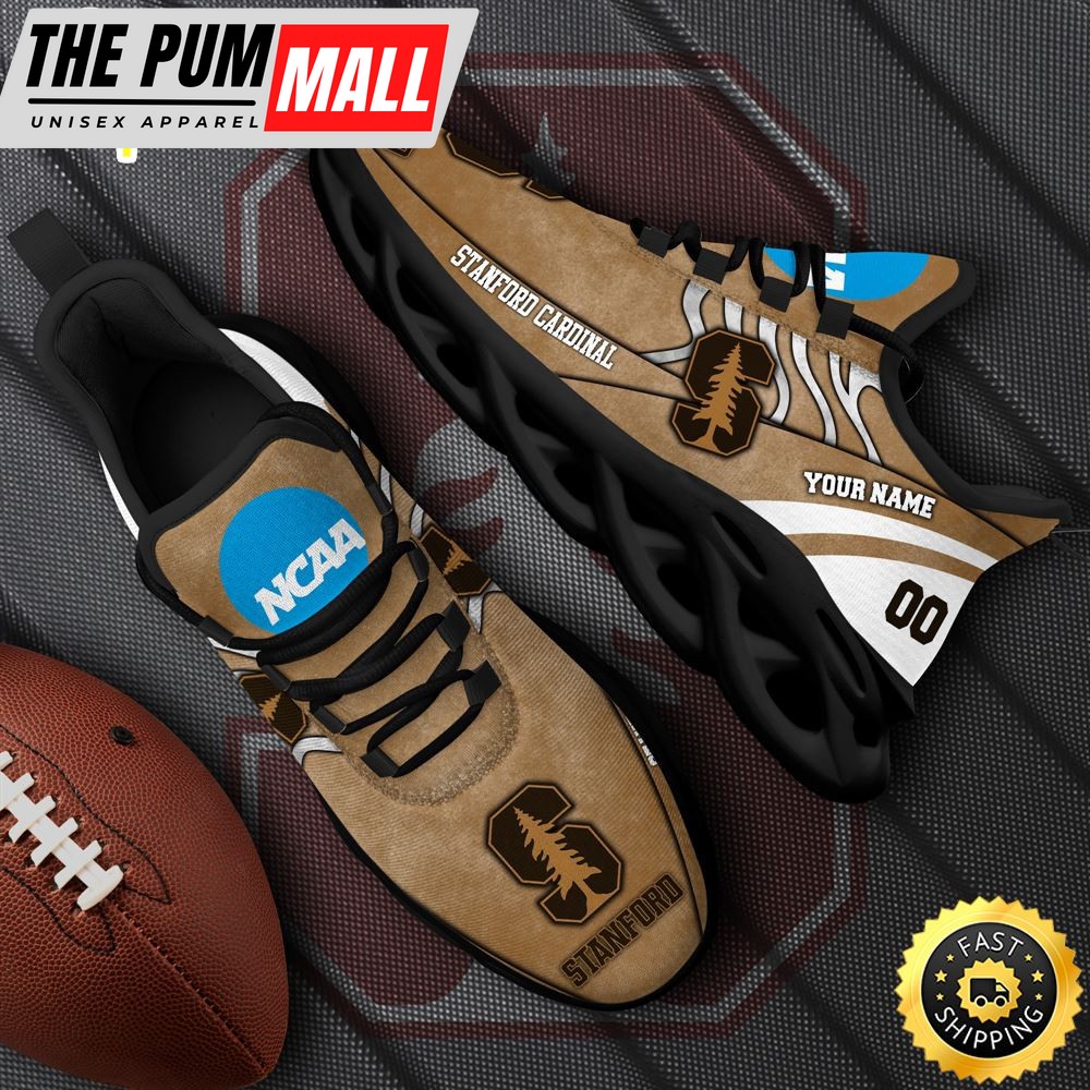 NCAA Stanford Cardinal Black Max Soul Shoes, White Max Soul Shoes Custom Your Name And Number