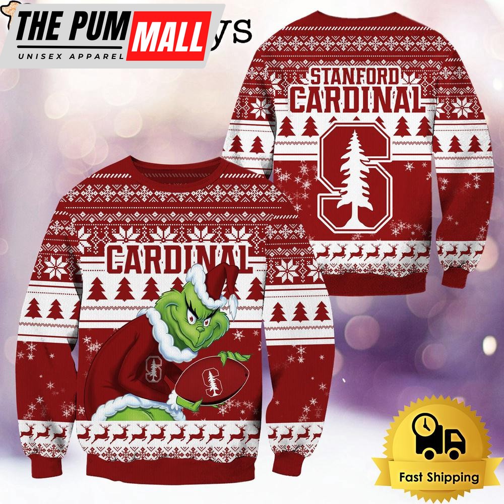 NCAA Stanford Cardinal Grinch Custom Name Ugly Christmas Sweater