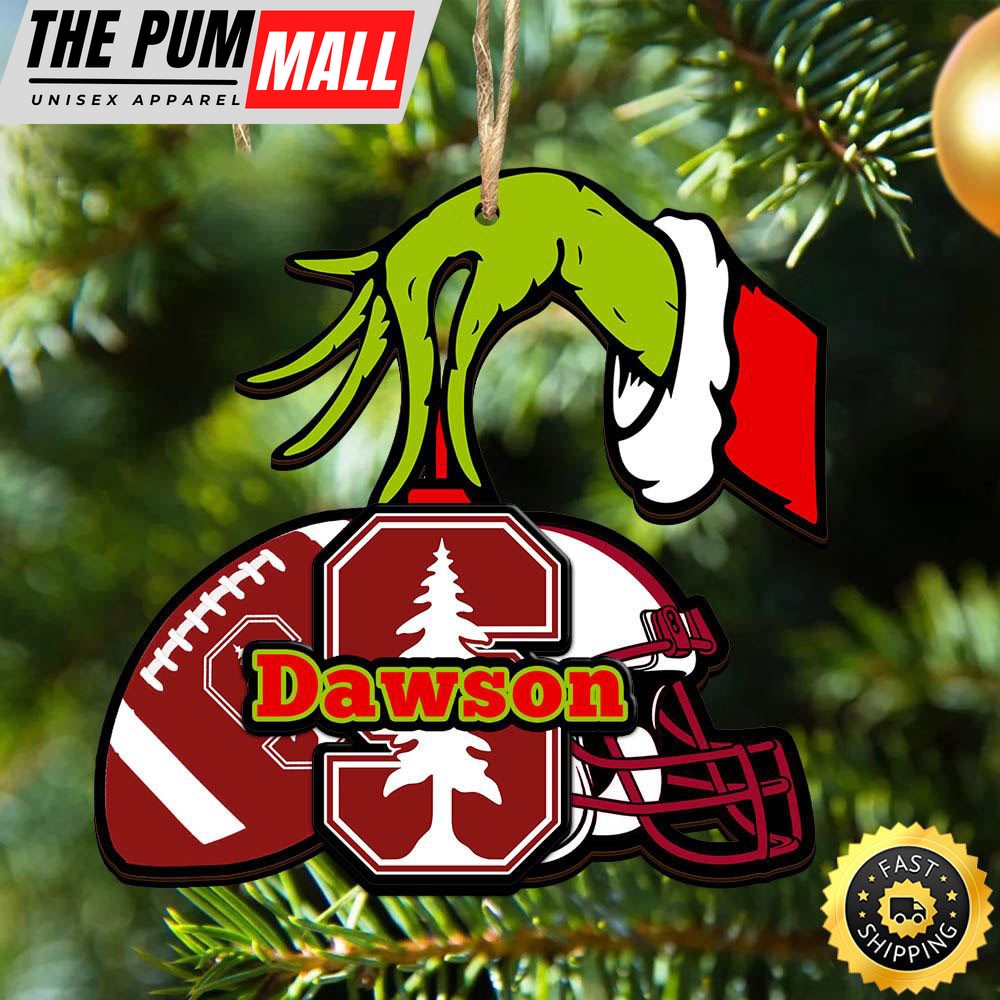 NCAA Stanford Cardinal Personalized Your Name Grinch And Football Ornament Limited Edition