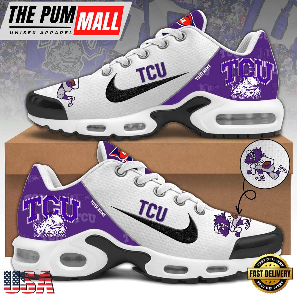 NCAA Tcu Horned Frogs Football Mascot Symbol Custom Name New Design Air Max Plus Shoes