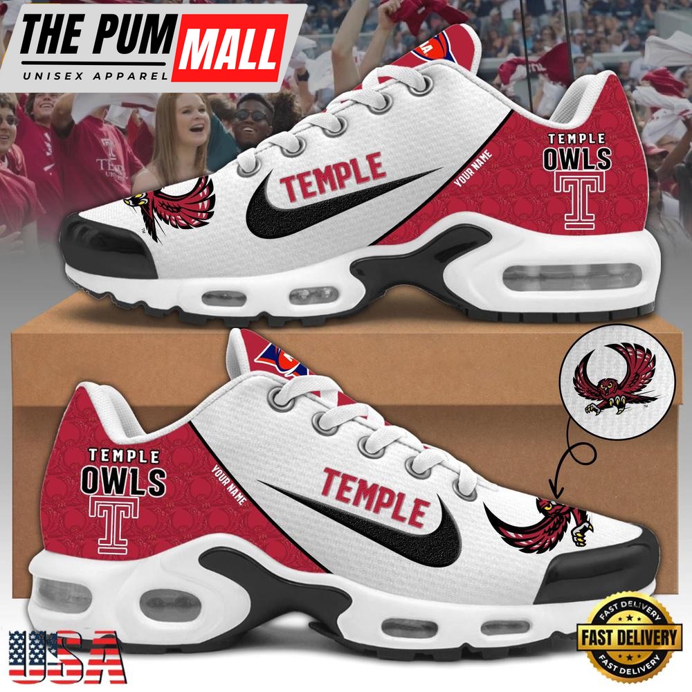 NCAA Temple Owls Football Mascot Symbol Custom Name New Design Air Max Plus Shoes