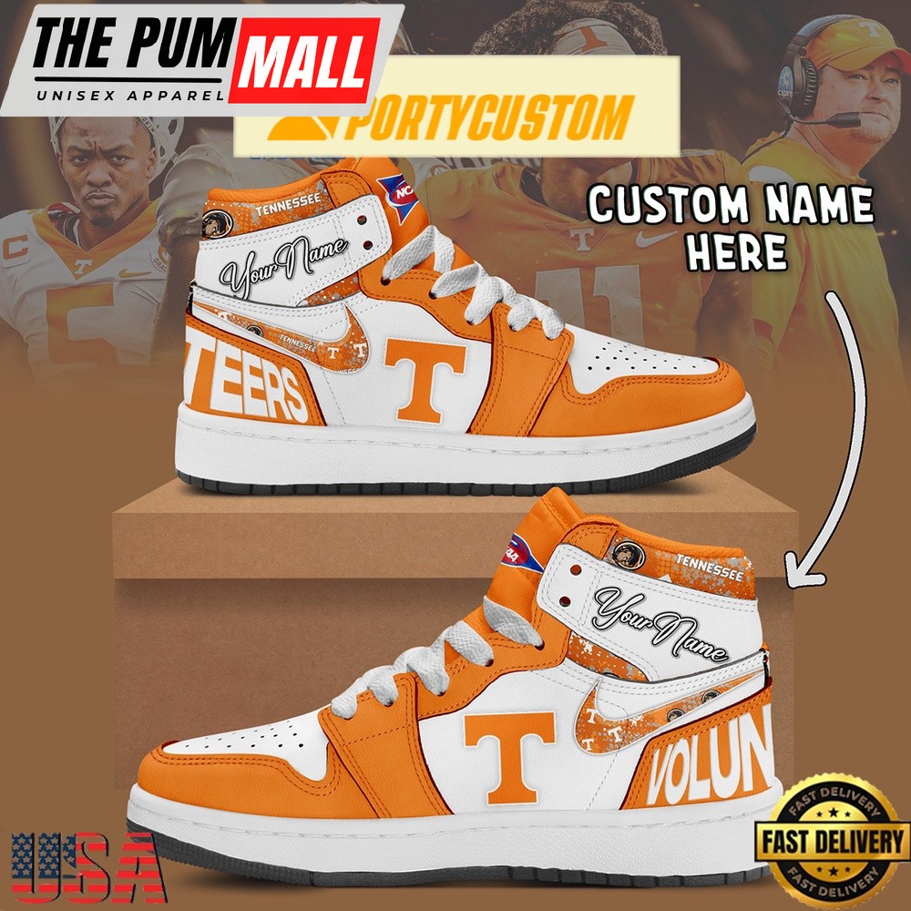 NCAA Tennessee Volunteers Custom Name Air Jd 1 Shoes Running Sneakers For Men Women
