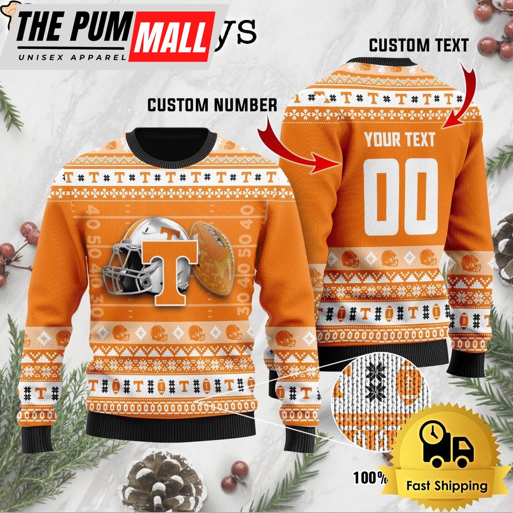 NCAA Tennessee Volunteers Football Helmet Custom Ugly Christmas Sweater