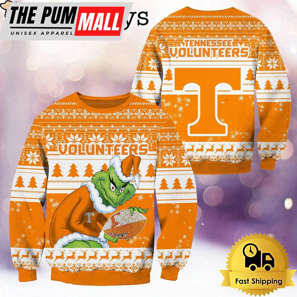 NCAA Tennessee Volunteers Grinch Custom Name Ugly Christmas Sweater