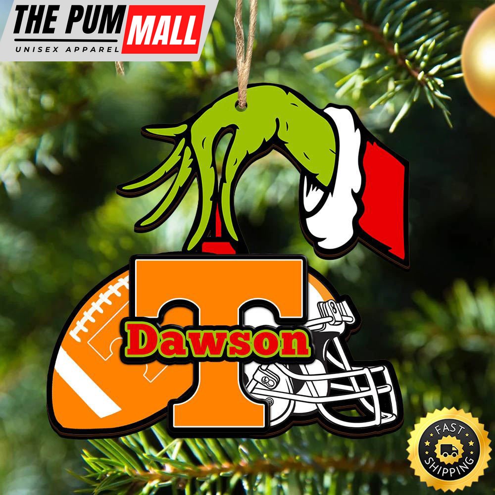 NCAA Tennessee Volunteers Personalized Your Name Grinch And Football Ornament Limited Edition