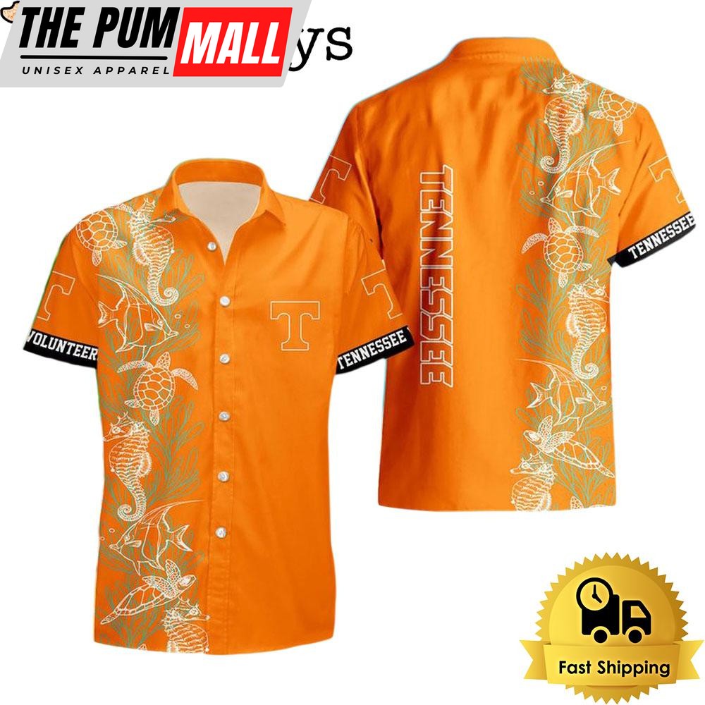NCAA Tennessee Volunteers Turtle Seaweed Pattern Hawaiian Shirt
