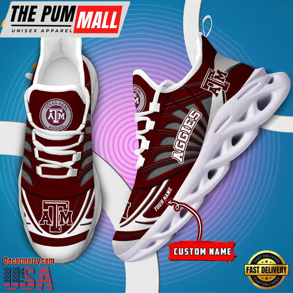 NCAA Texas A&ampM Aggies Custom Name Design Max Soul Shoes Sneaker