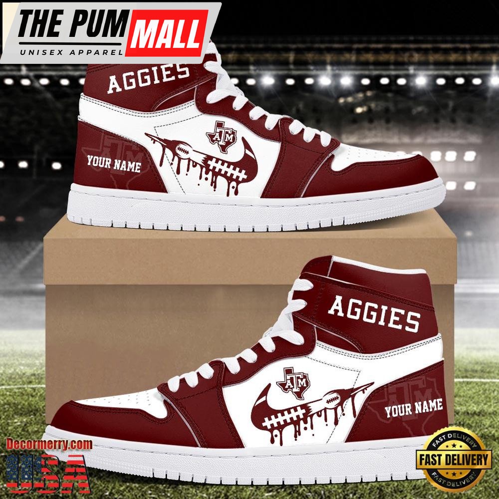 NCAA Texas A&ampM Aggies Grunge Style Custom Air Jd 1 Shoes , Running Sneakers Shoes