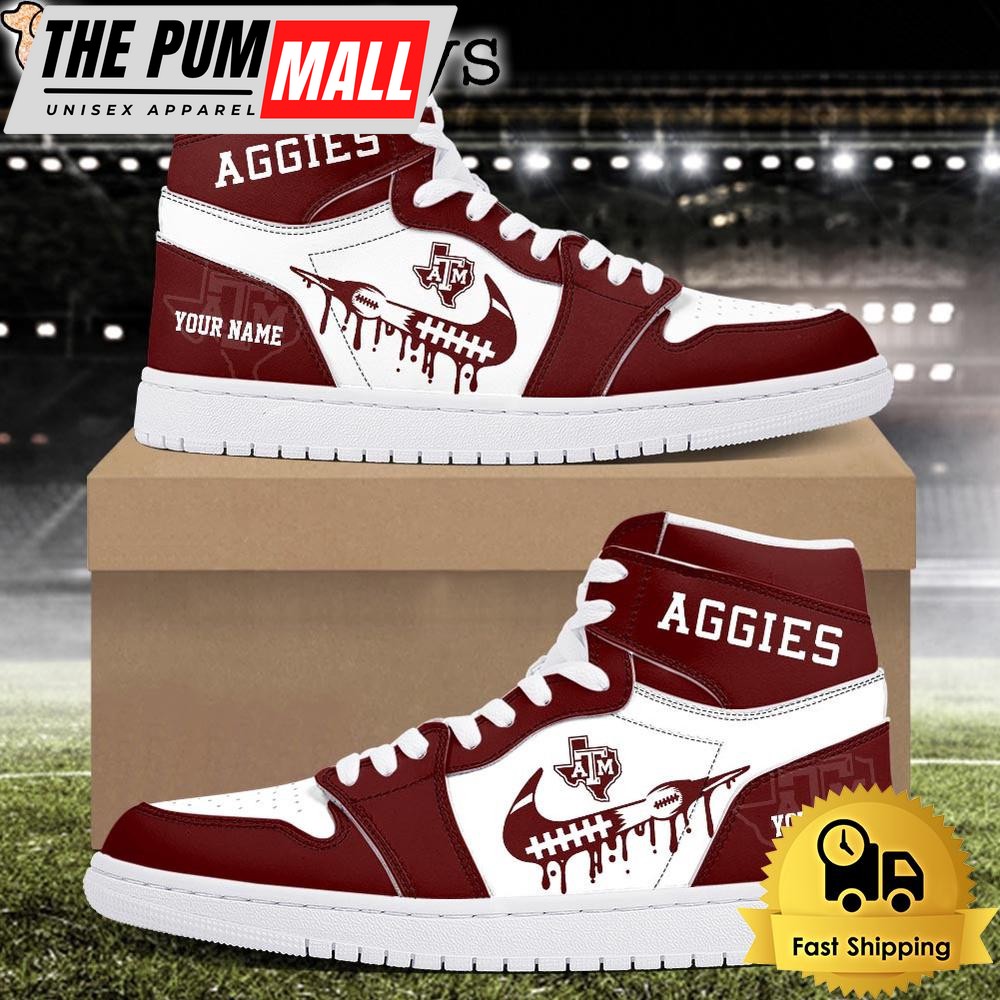 NCAA Texas A&ampM Aggies Grunge Style Custom Air Jd 1 Shoes