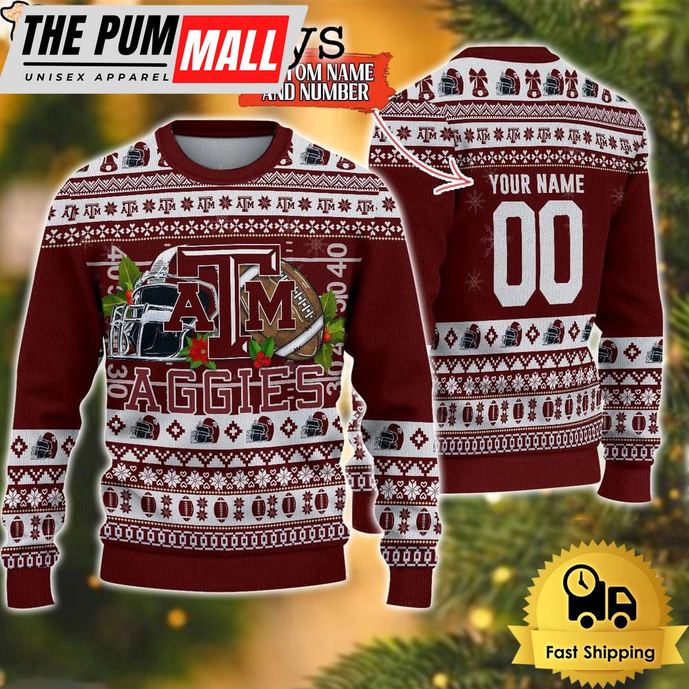 NCAA Texas A&ampM Aggies Logo Football Ugly Christmas Sweater