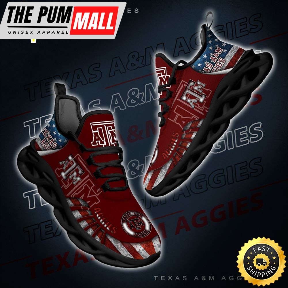 NCAA Texas A&M Aggies Black And White Clunky Shoes New Style For Fans