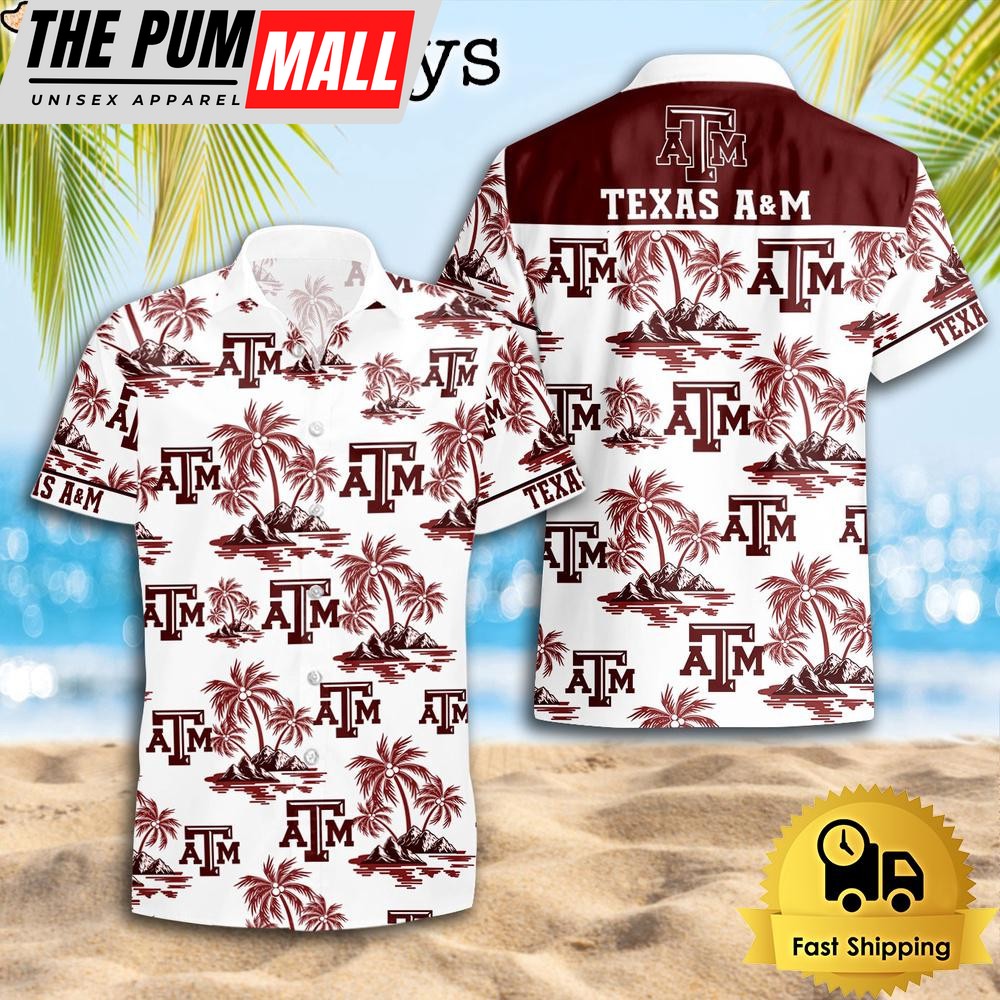 NCAA Texas A&M Aggies Coconut Island Logo Hawaiian Shirts