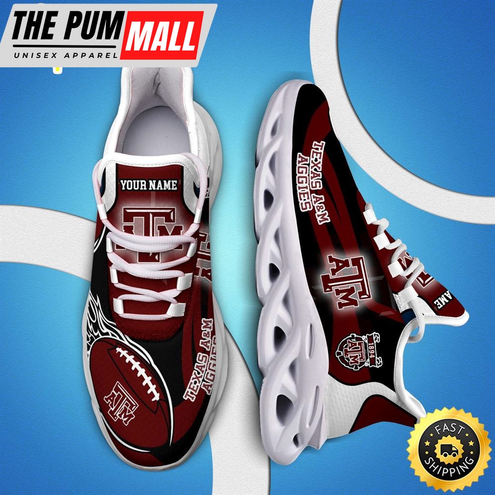 NCAA Texas A&M Aggies White C Sneakers Personalized Your Name