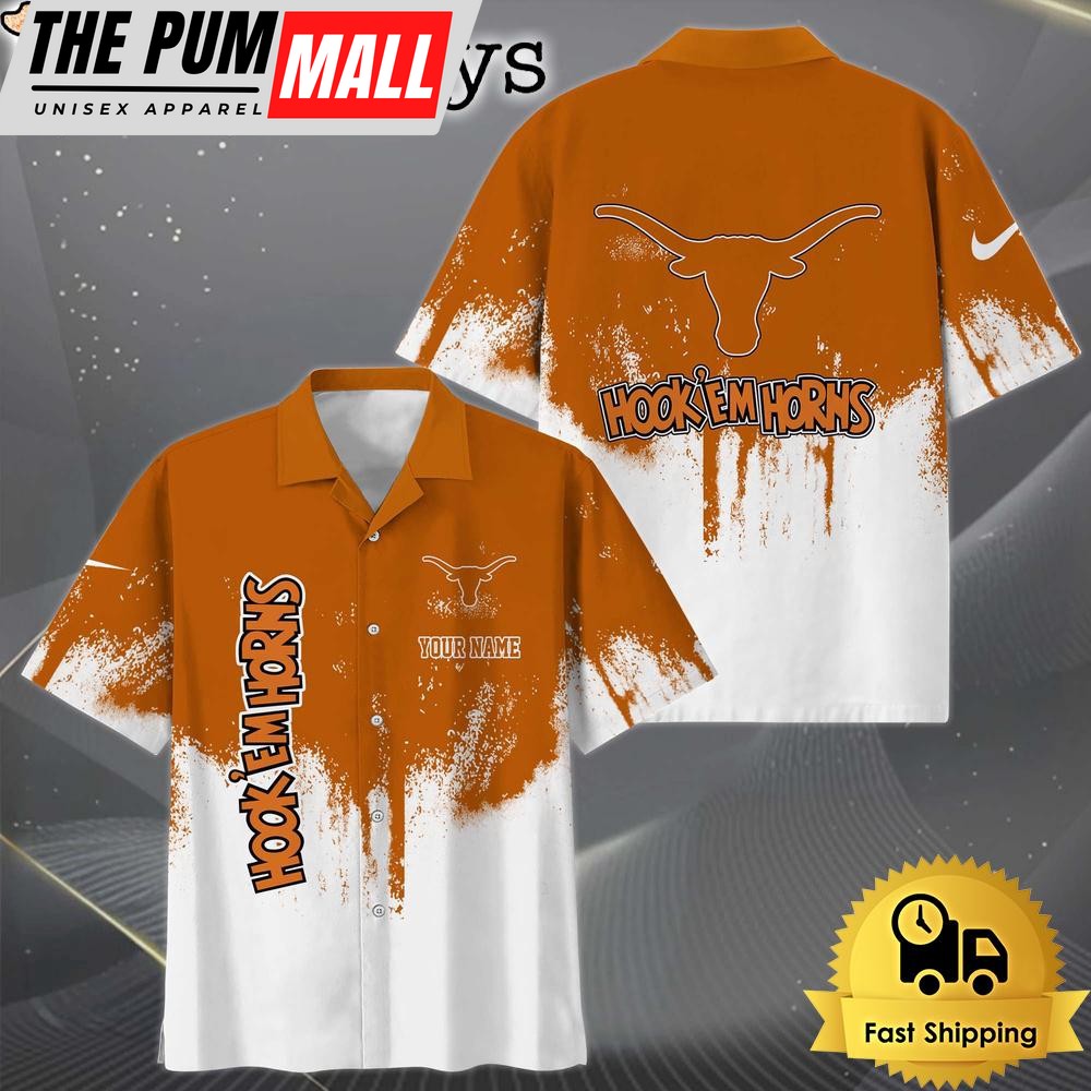 NCAA Texas Longhorns Custom Paint Splatter Logo Hawaiian Shirt