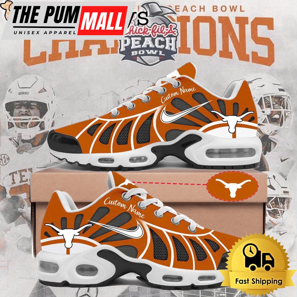 NCAA Texas Longhorns Football Chick Fil A Peach Bowl Champions Custom Air Max Plus Shoes