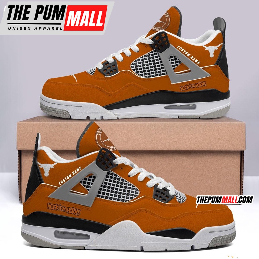 NCAA Texas Longhorns Sport Team Air Jd 4 Shoes, Personalized AJ4 Sneaker