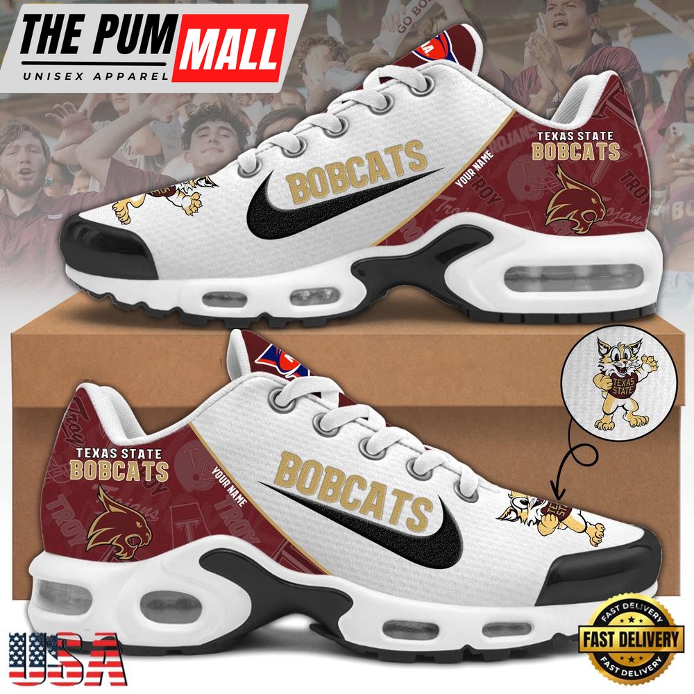 NCAA Texas State Bobcats Football Mascot Symbol Custom Name New Design Air Max Plus Shoes
