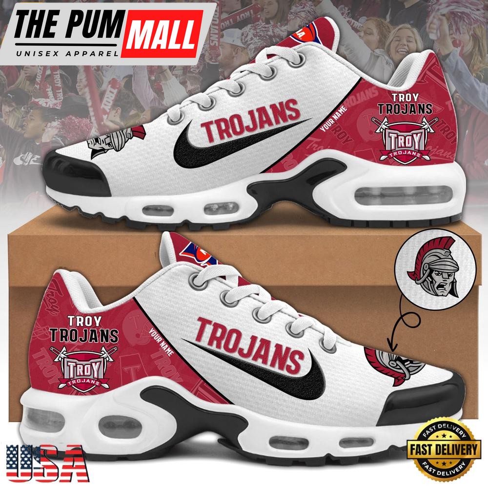 NCAA Troy Trojans Football Mascot Symbol Custom Name New Design Air Max Plus Shoes