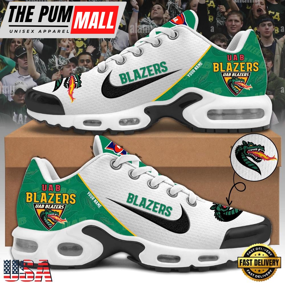 NCAA Uab Blazers Football Mascot Symbol Custom Name New Design Air Max Plus Shoes