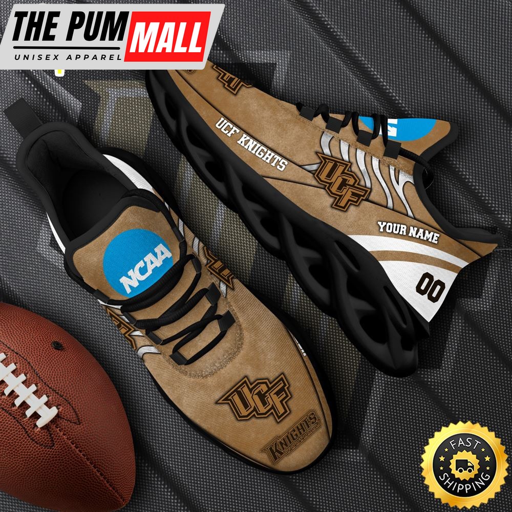 NCAA UCF Knights Black Max Soul Shoes, White Max Soul Shoes Custom Your Name And Number