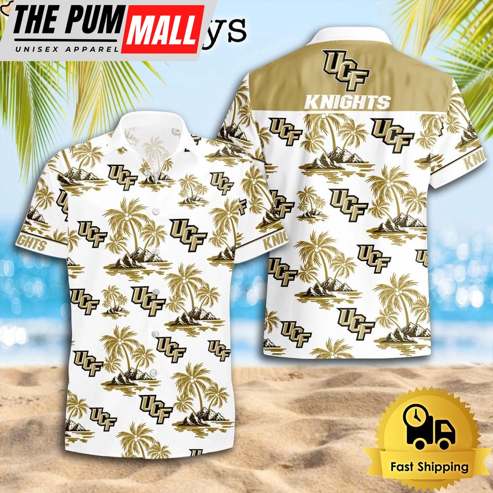 NCAA UCF Knights Coconut Island Logo Hawaiian Shirts