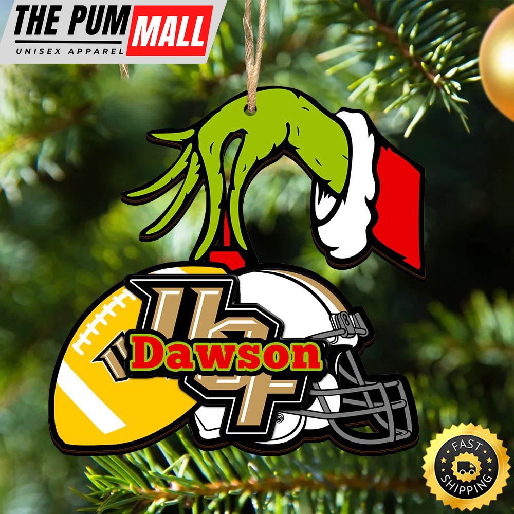 NCAA UCF Knights Personalized Your Name Grinch And Football Ornament Limited Edition